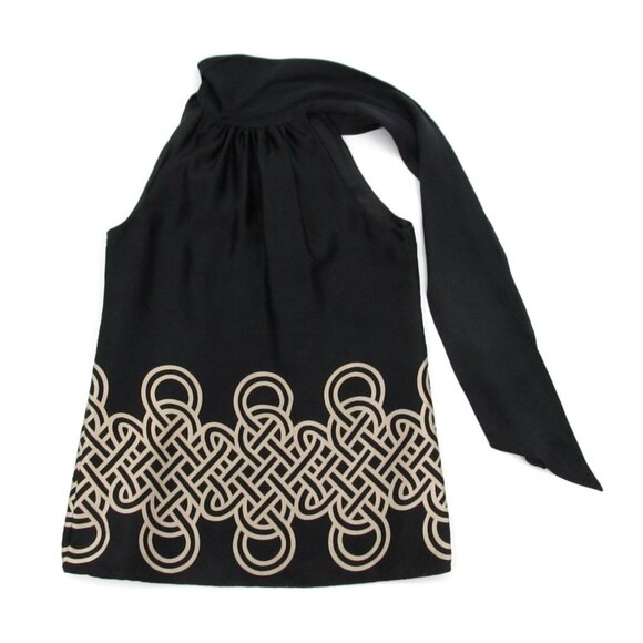 Banana Republic Silk Tie Neck Halter Top Womens Small Black Y2K Office Glam - Picture 10 of 12